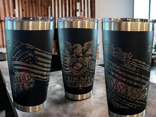 20oz Engraved Travel Tumbler- Marine Corp MC veteran 