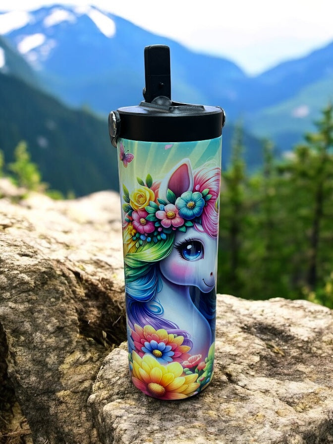 Bright unicorn 20oz Leak-Proof Stainless Steel Water Bottle Bright, Colorful Design