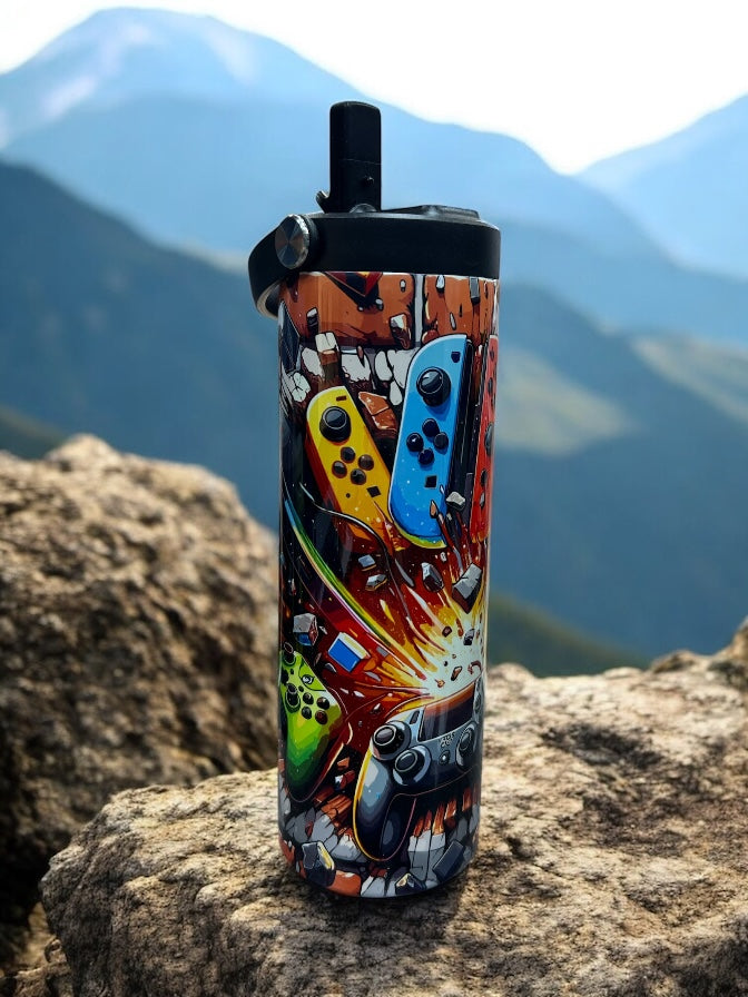 Gamer Water Bottle 20 ounce stainless steel leak proof water bottle