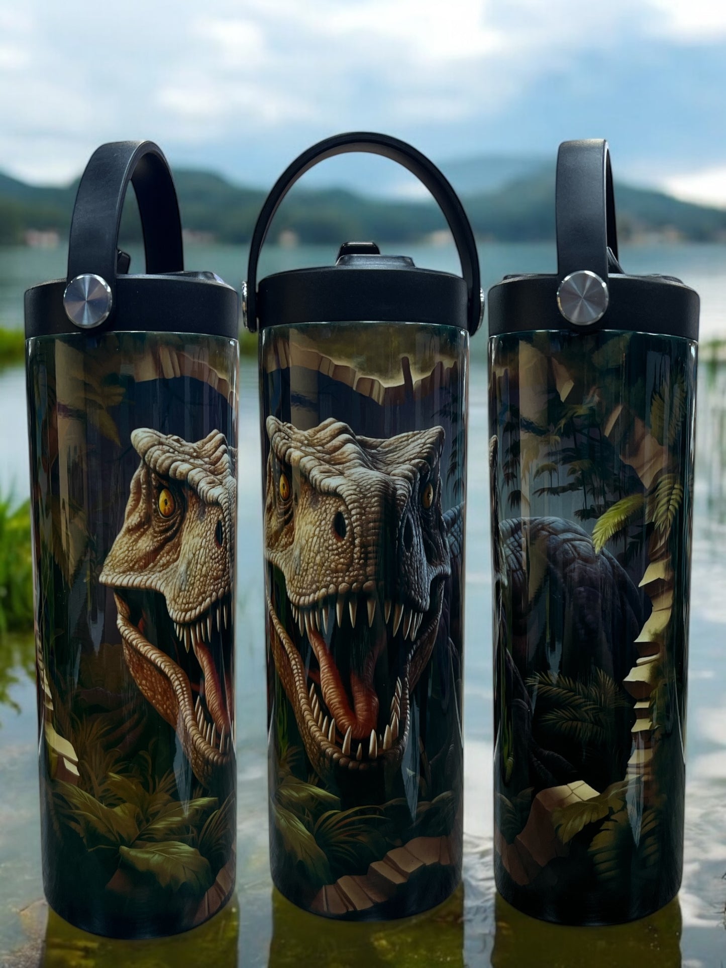 Dinosaur in Wall 20 ounce stainless steel leak proof water bottle