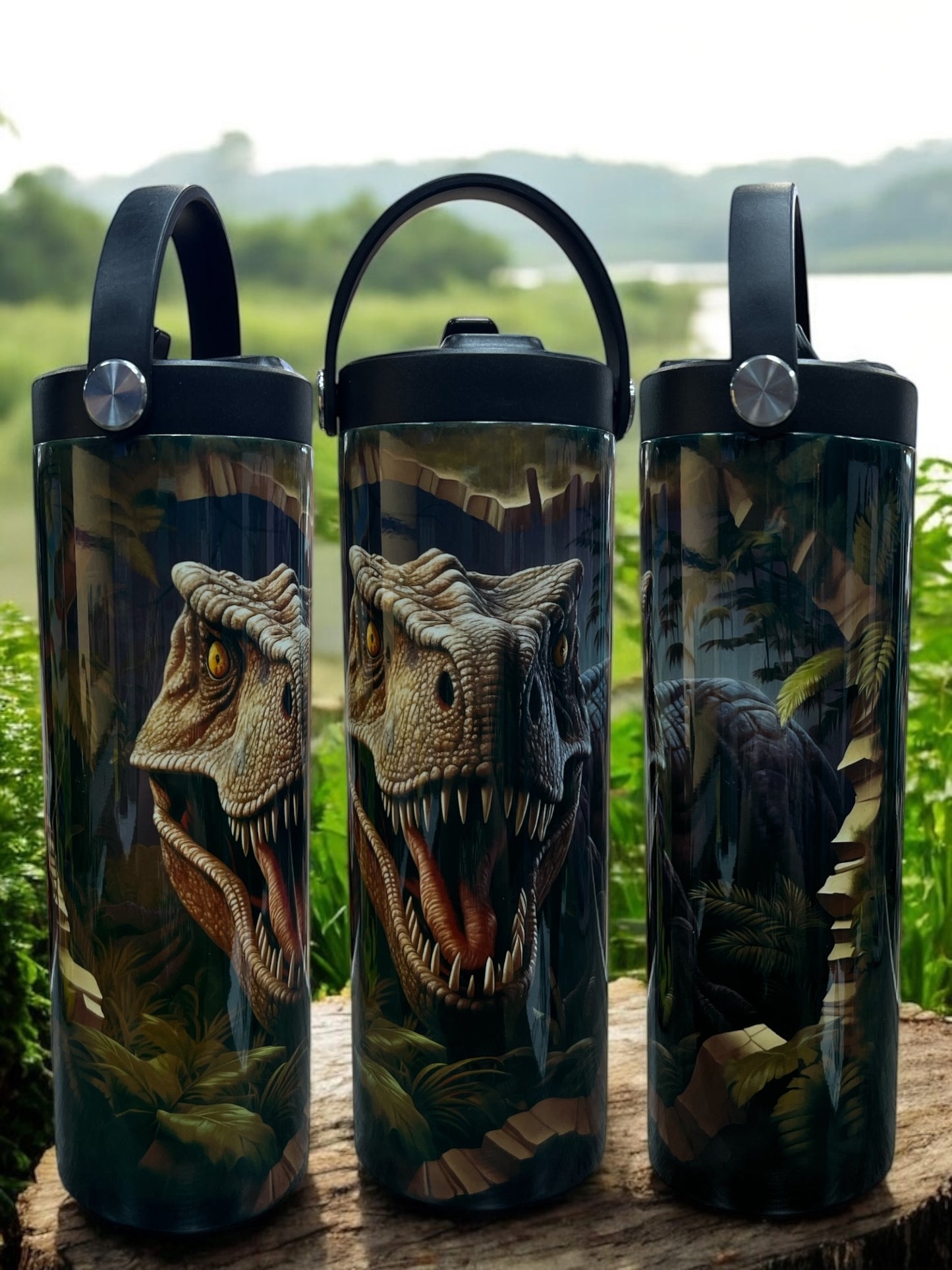 Dinosaur in Wall 20 ounce stainless steel leak proof water bottle
