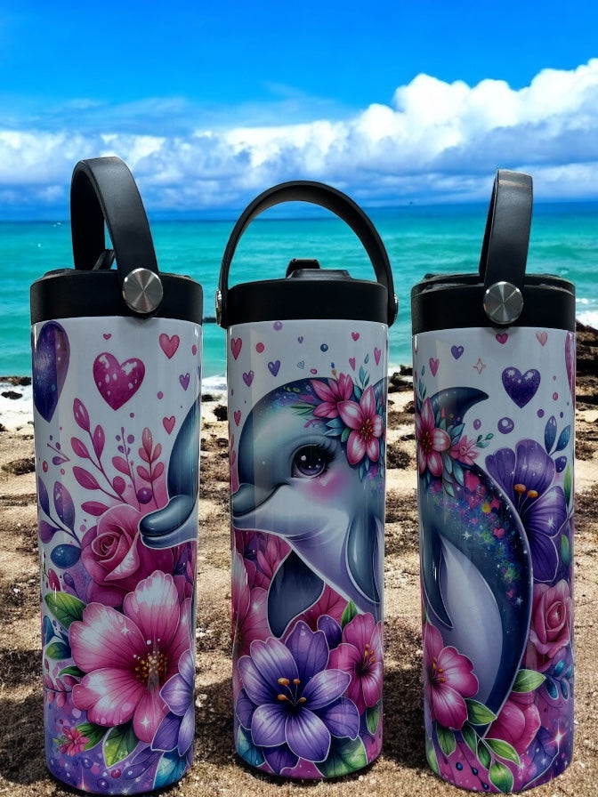 Dolphin 20oz Leak-Proof Water Bottle Bright, Colorful Design