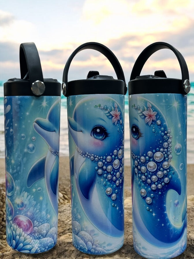 Pearl, Dolphin 20oz Leak-Proof Water Bottle Bright, Colorful Design