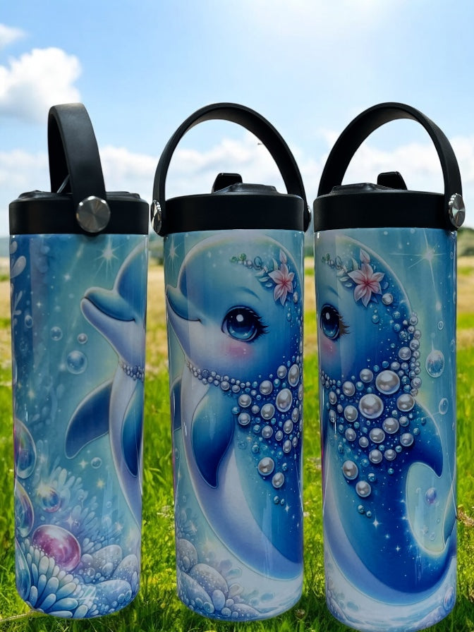 Pearl, Dolphin 20oz Leak-Proof Water Bottle Bright, Colorful Design