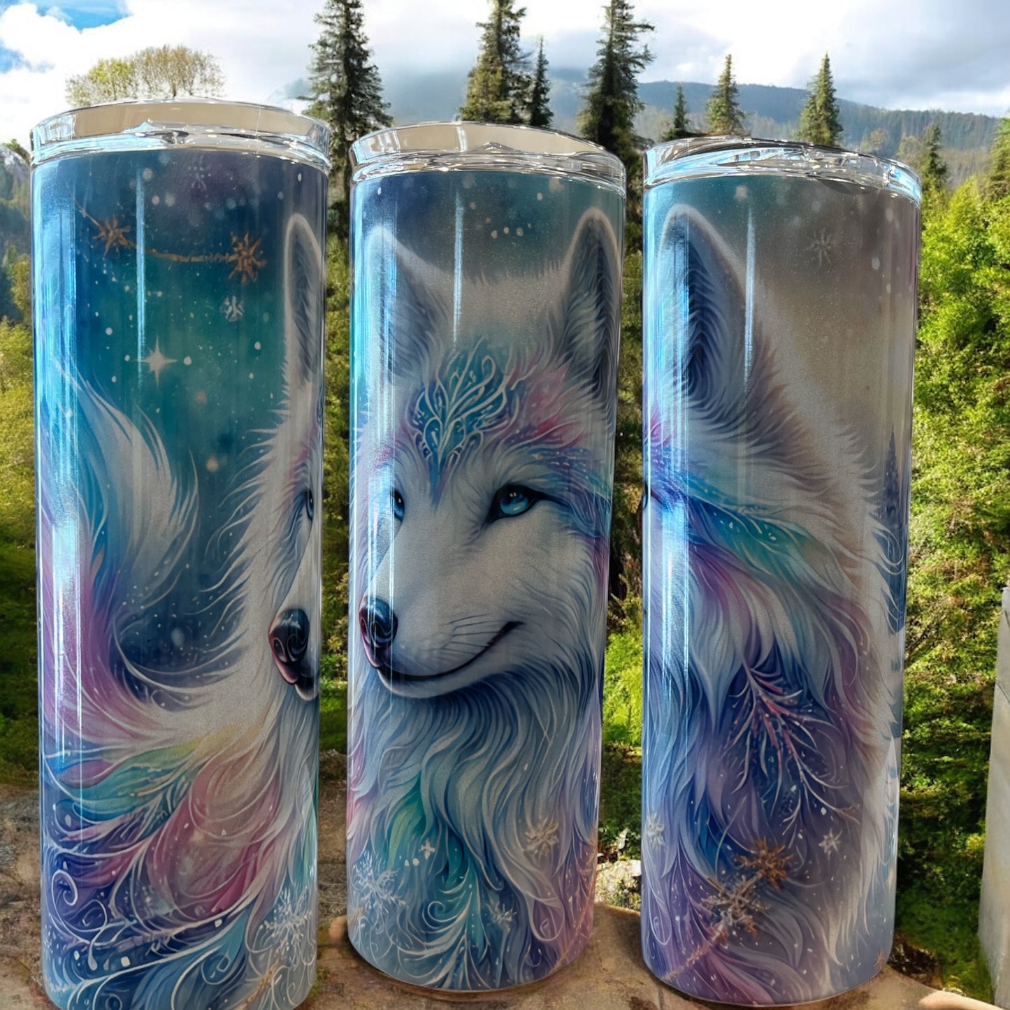 Beautiful Wolf -20oz Stainless Steel Tumbler with Handle
