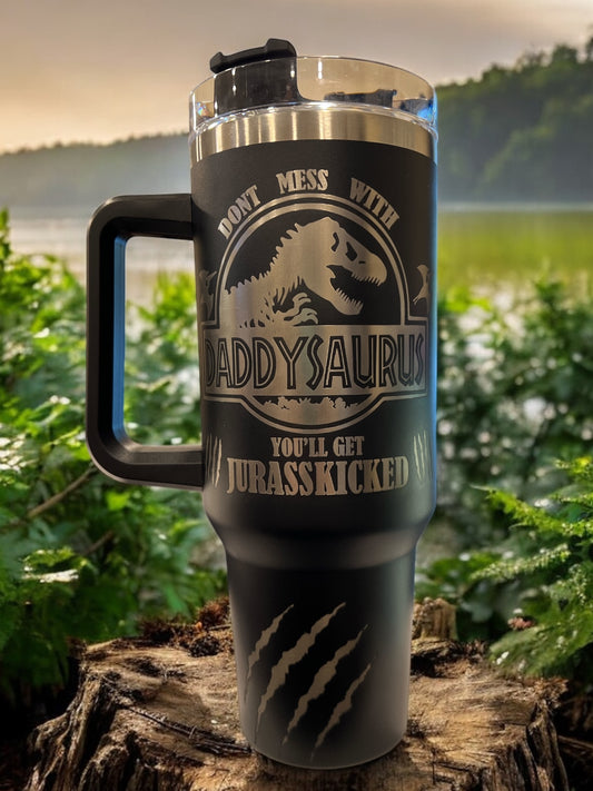 Make Dad roar with joy this Father’s Day with our Double-Walled Stainless Steel 40oz Thirst Quencher laser-engraved