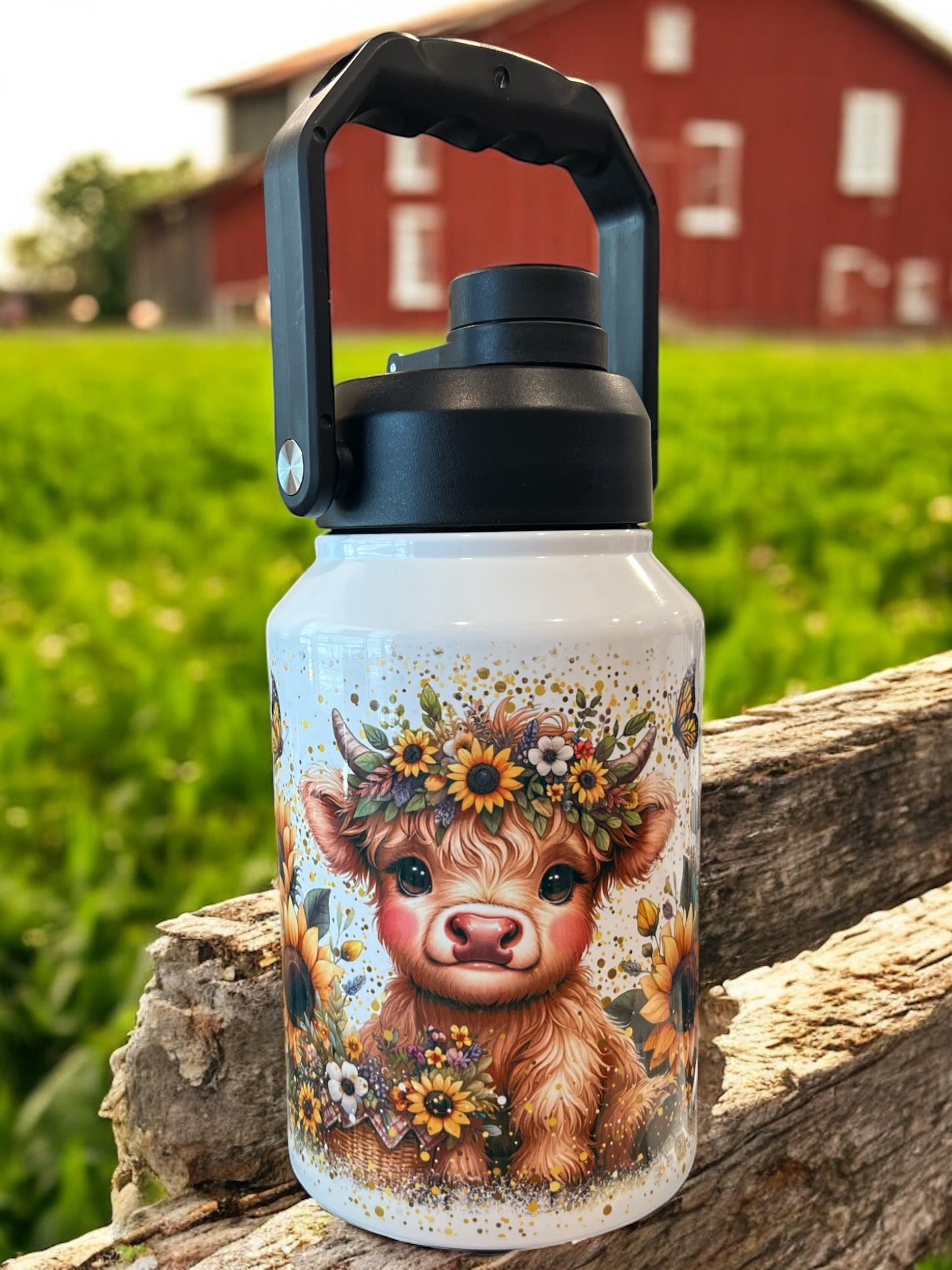 sunflower cow stainless steel 70oz Thirst Quencher