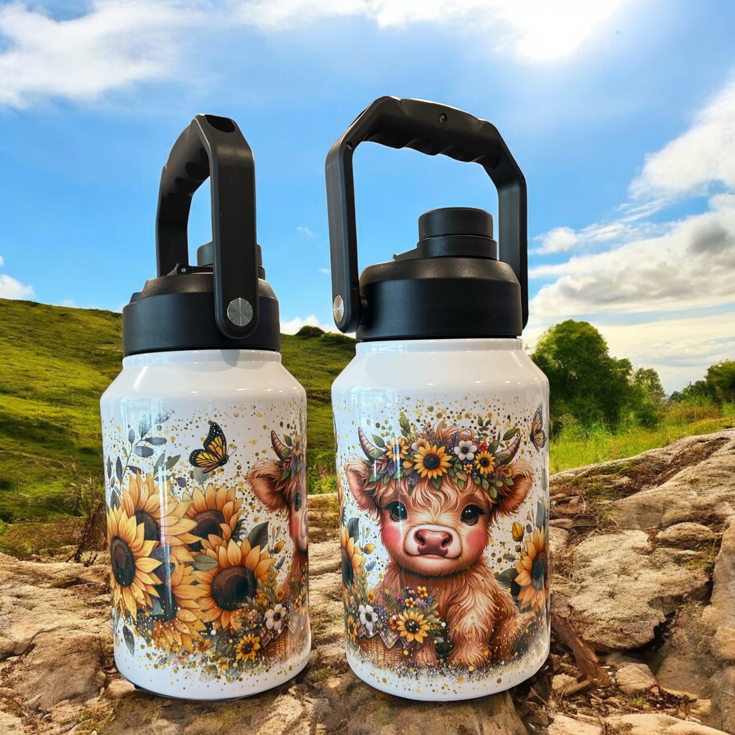 sunflower cow stainless steel 70oz Thirst Quencher