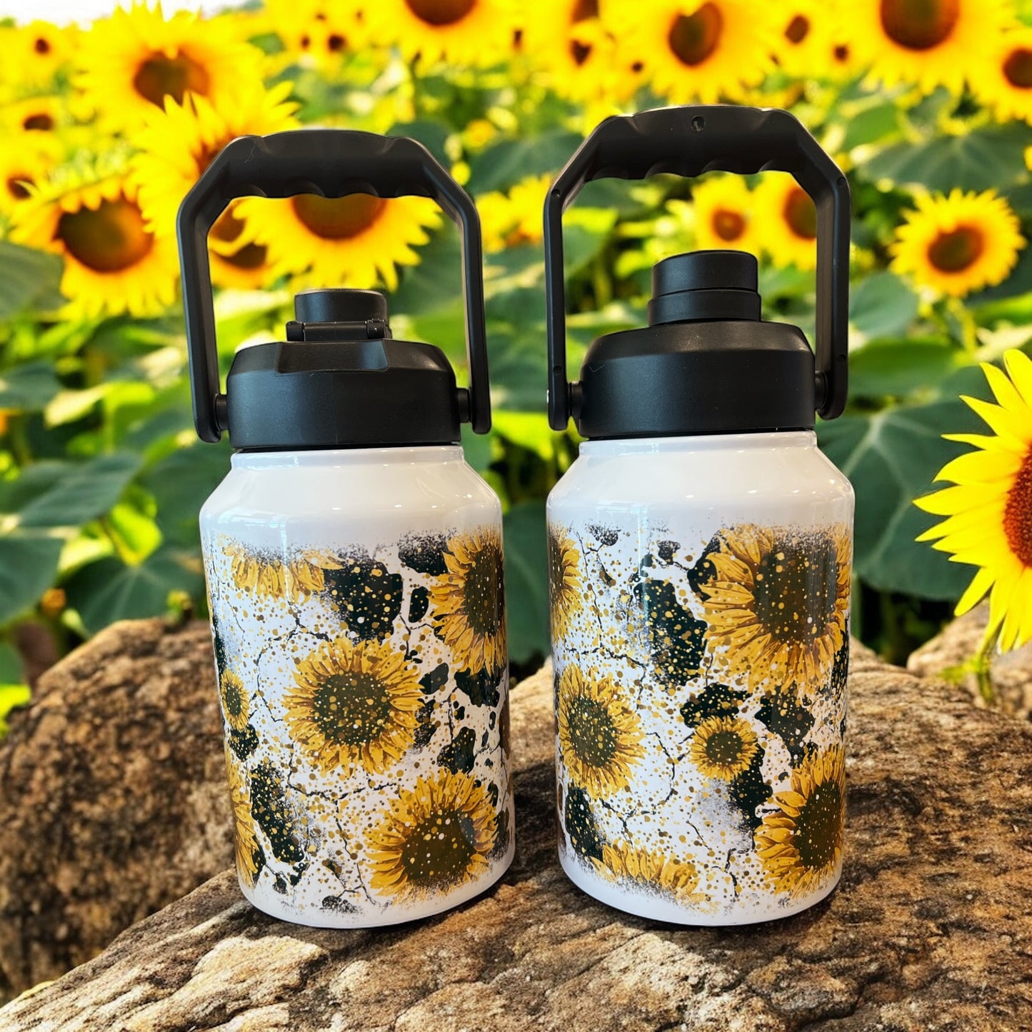 Cow print sunflowers stainless steel 70oz Thirst Quencher