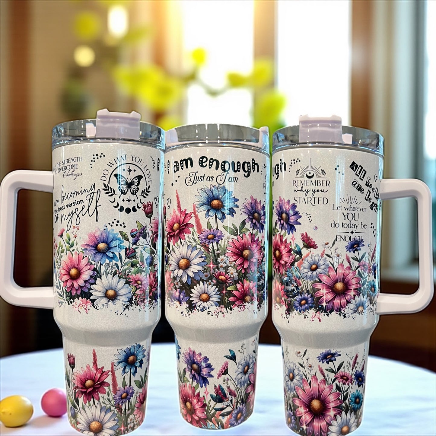 I am Enough -Christian Reminders, 40oz Stainless Steel Thirst Quencher Cup Tumbler