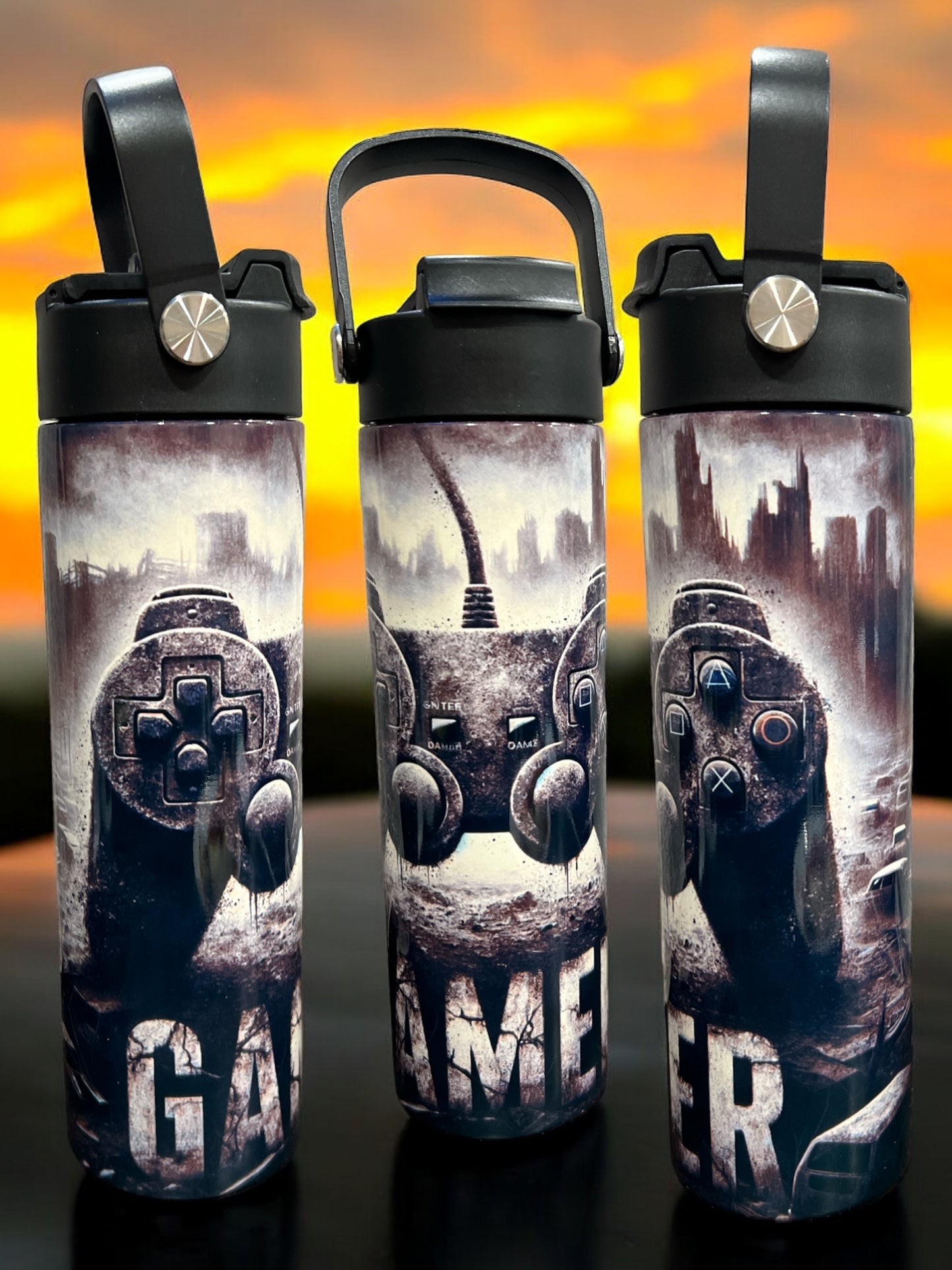 20oz Game On – Gamer Water Bottle with Controller Design