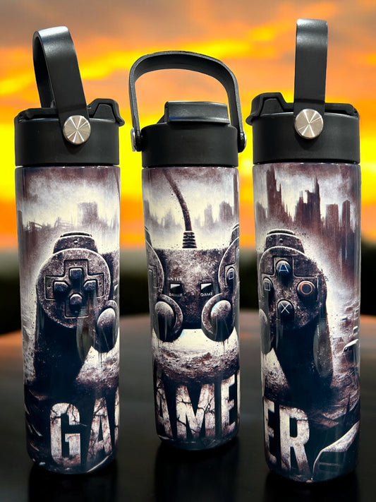 20oz  Game On – Gamer Water Bottle with Controller Design
