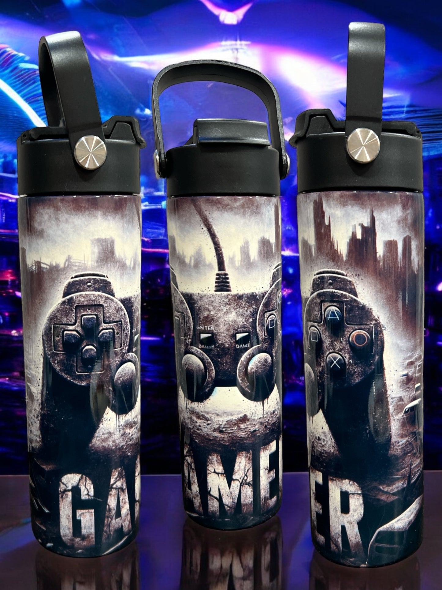 20oz Game On – Gamer Water Bottle with Controller Design