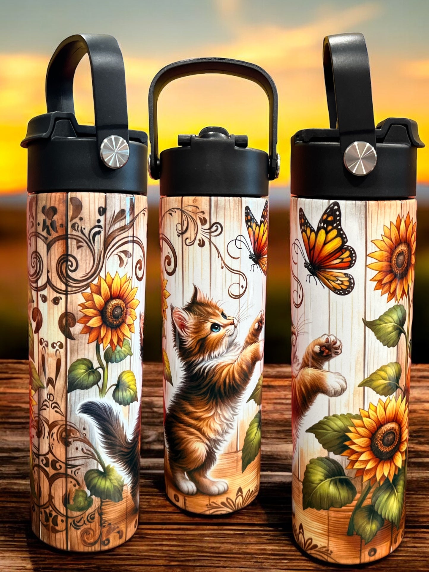 20oz Water Bottles - Fall Cute Kitten Water Bottle/Tumbler/Coffee Tumbler