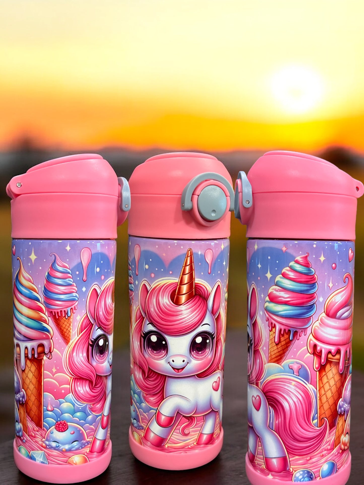 12oz kids water bottles -Pink Cute Unicorn