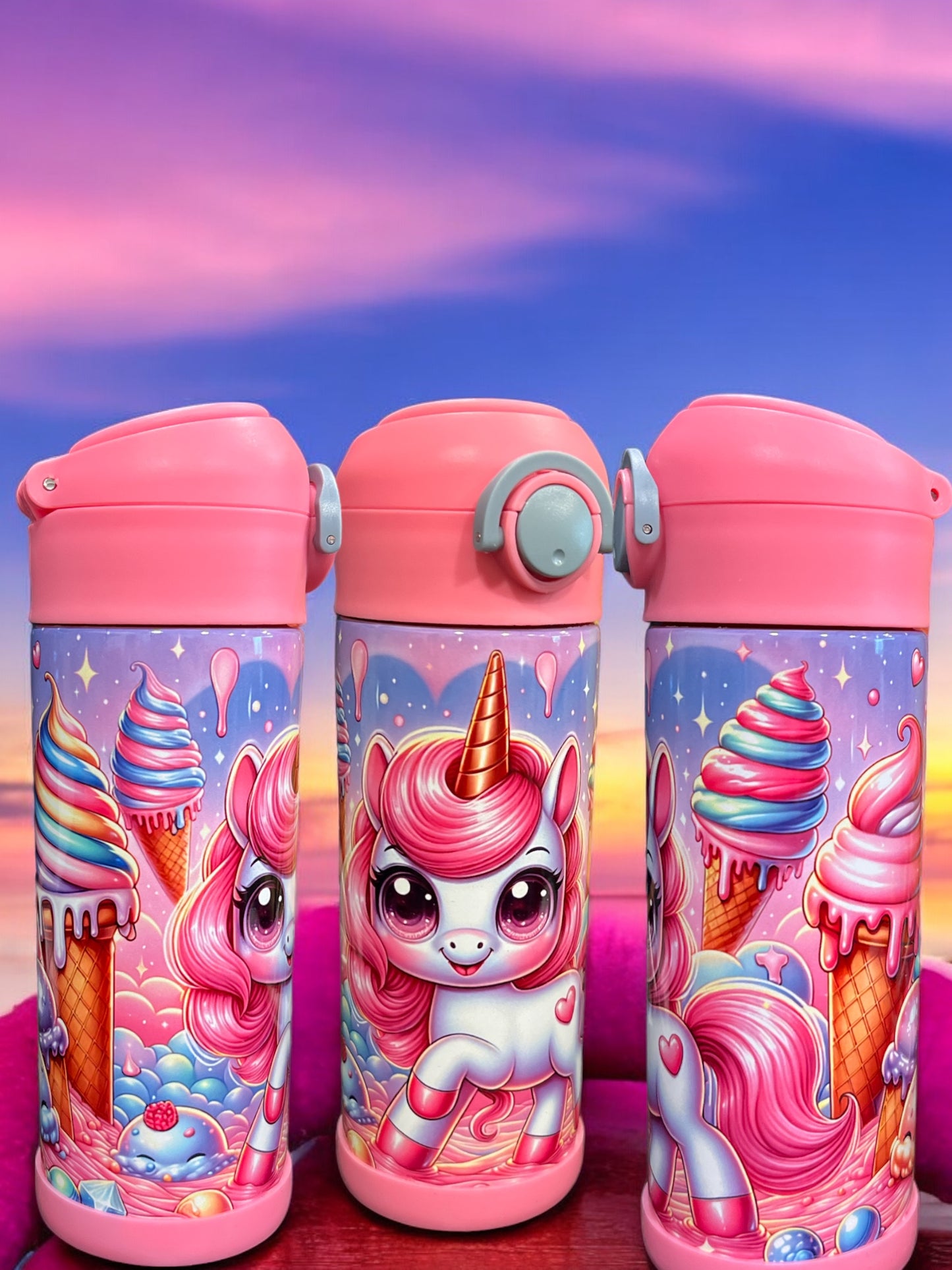 12oz kids water bottles -Pink Cute Unicorn