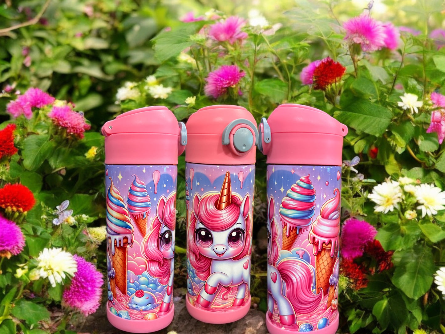 12oz kids water bottles -Pink Cute Unicorn