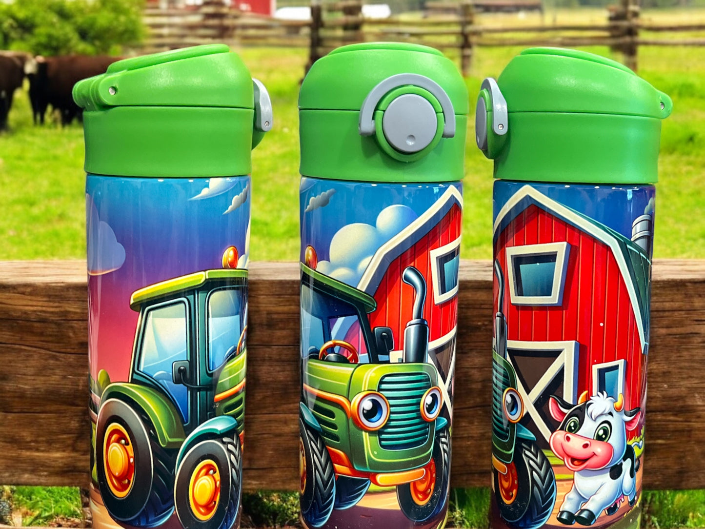 12oz kids water bottles -Kids Farm Cute Animals