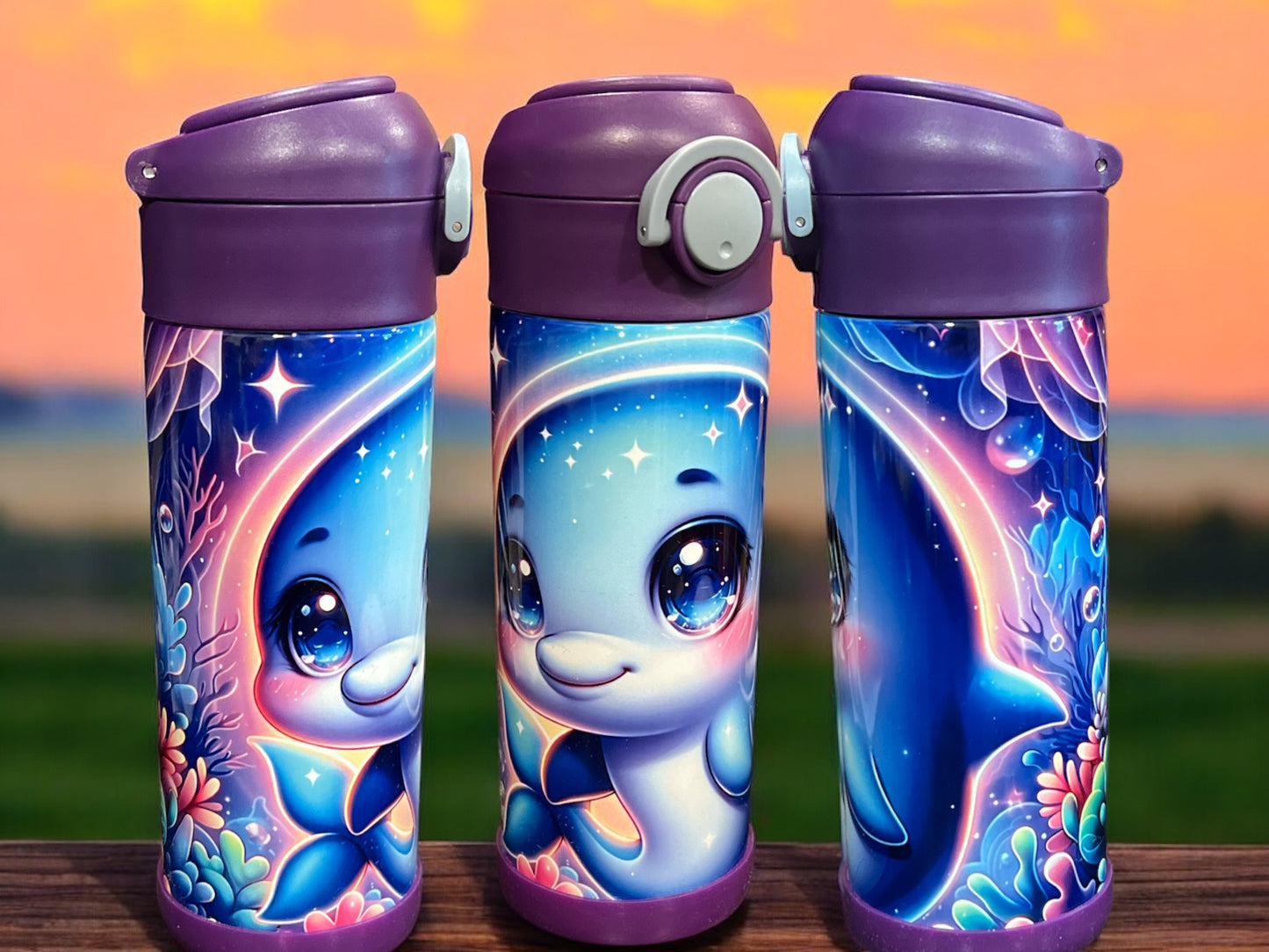 12oz kids water bottles -Blue Whale