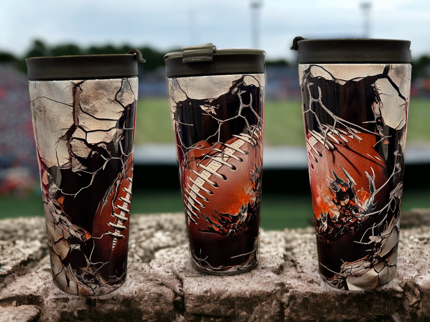 20oz Coffee Travel Tumbler with dual lids- Football