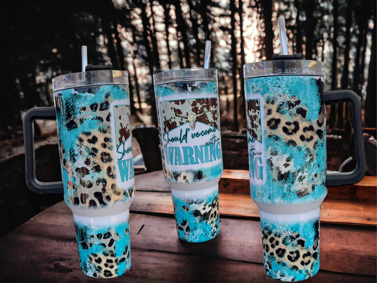 "Should of Come With A Warning Label" Sassy & Bold – 40oz Stainless Steel Thirst Quencher in Teal