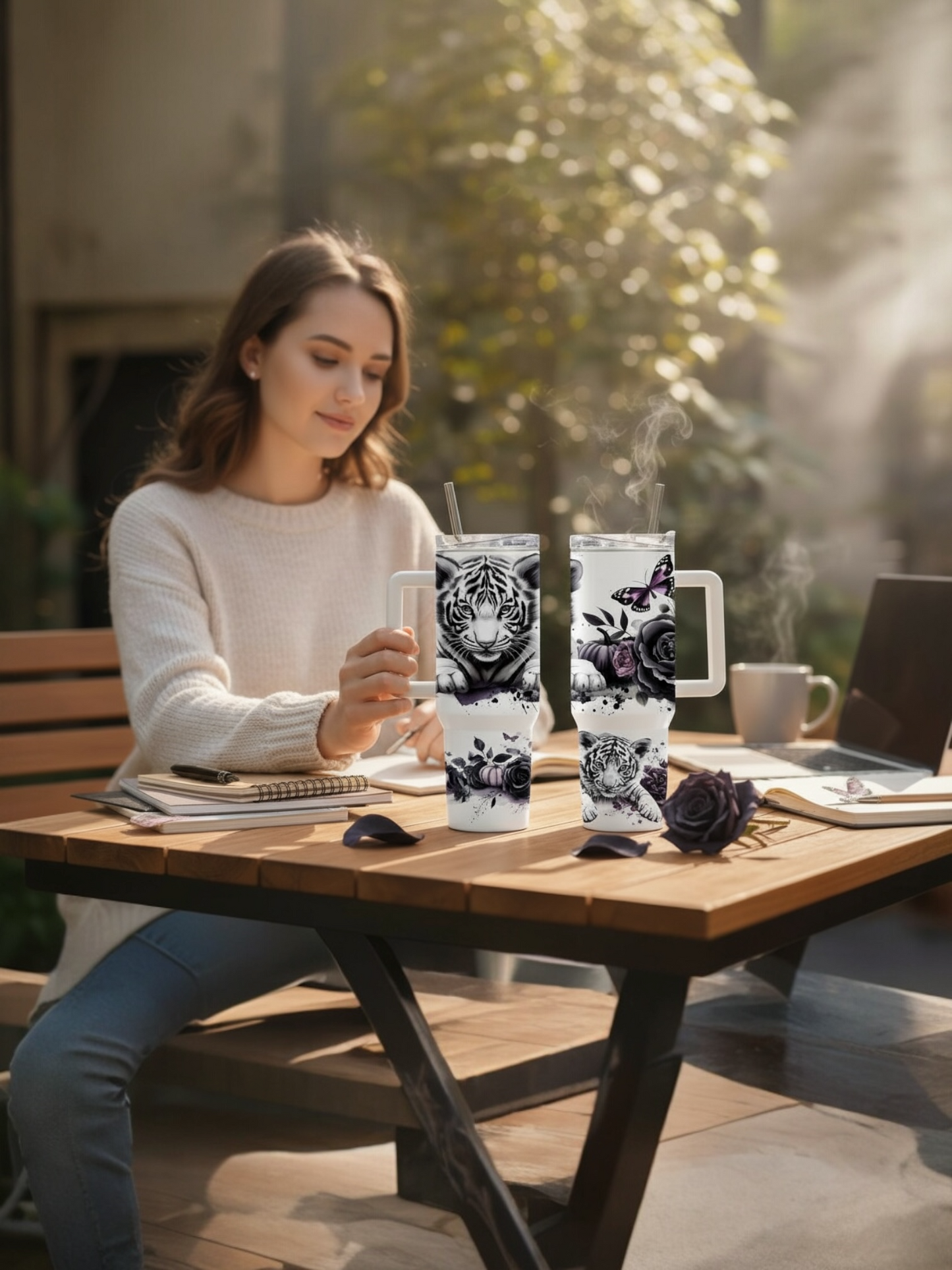 White Baby Tiger • 40oz Thirst Quencher Tumbler, Double-Wall Stainless Steel