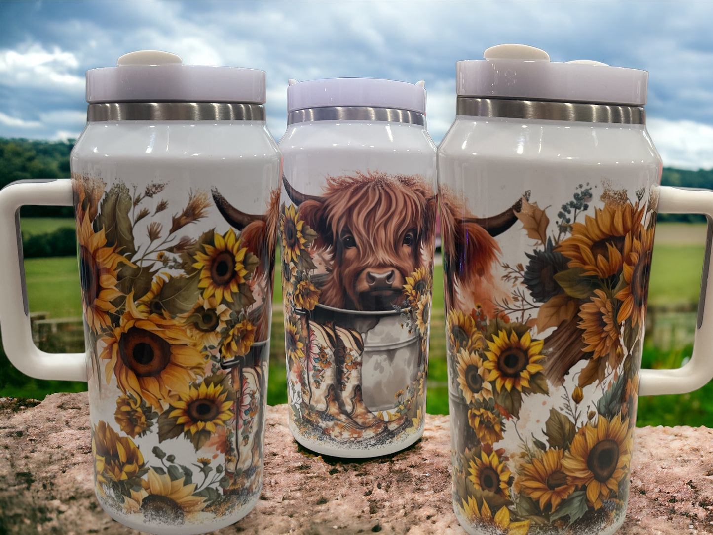 64oz Stanley Style Thirst Quencher- Cow in Tub with boots