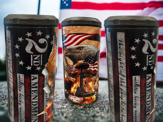 4 in 1 Bottle and Can Holder and Tumbler 16oz- second amendment 