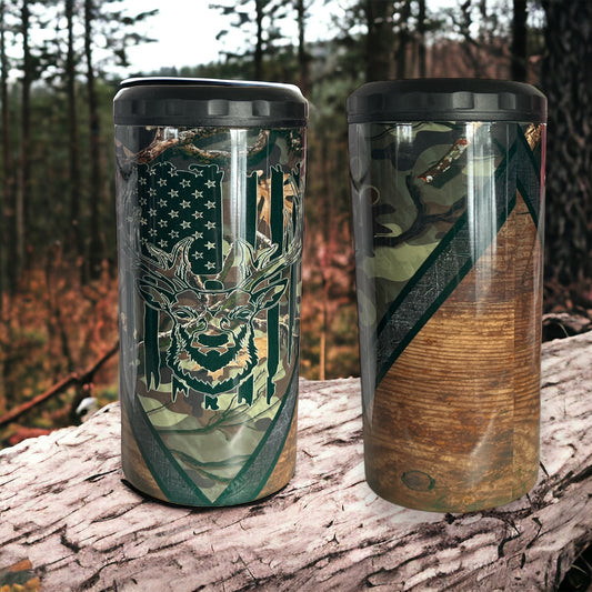 4 in 1 Bottle and Can Holder and Tumbler 16oz- camouflage hunting 