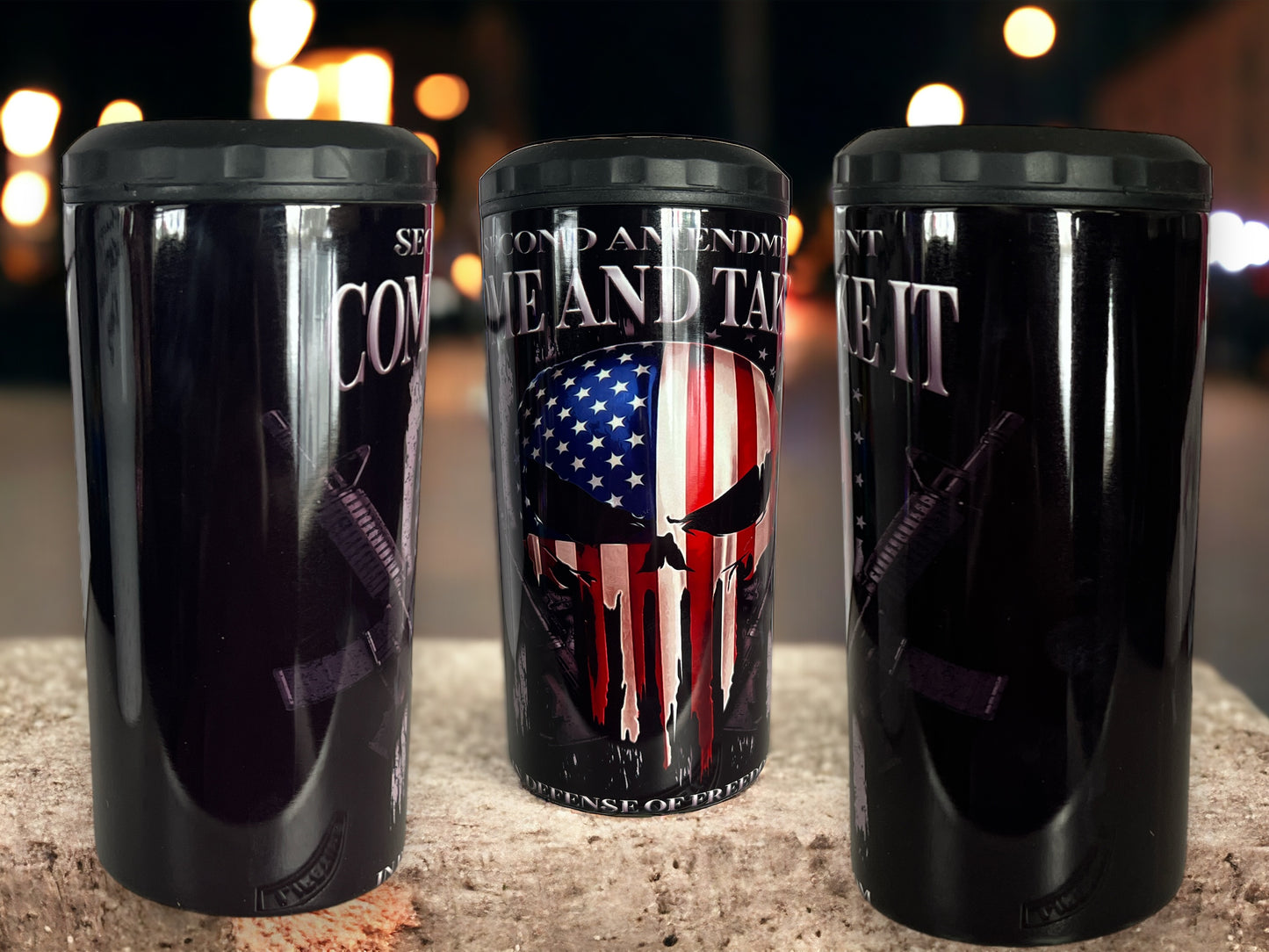 4 in 1 Bottle and Can Holder and Tumbler 16oz- second amendment come and take it 