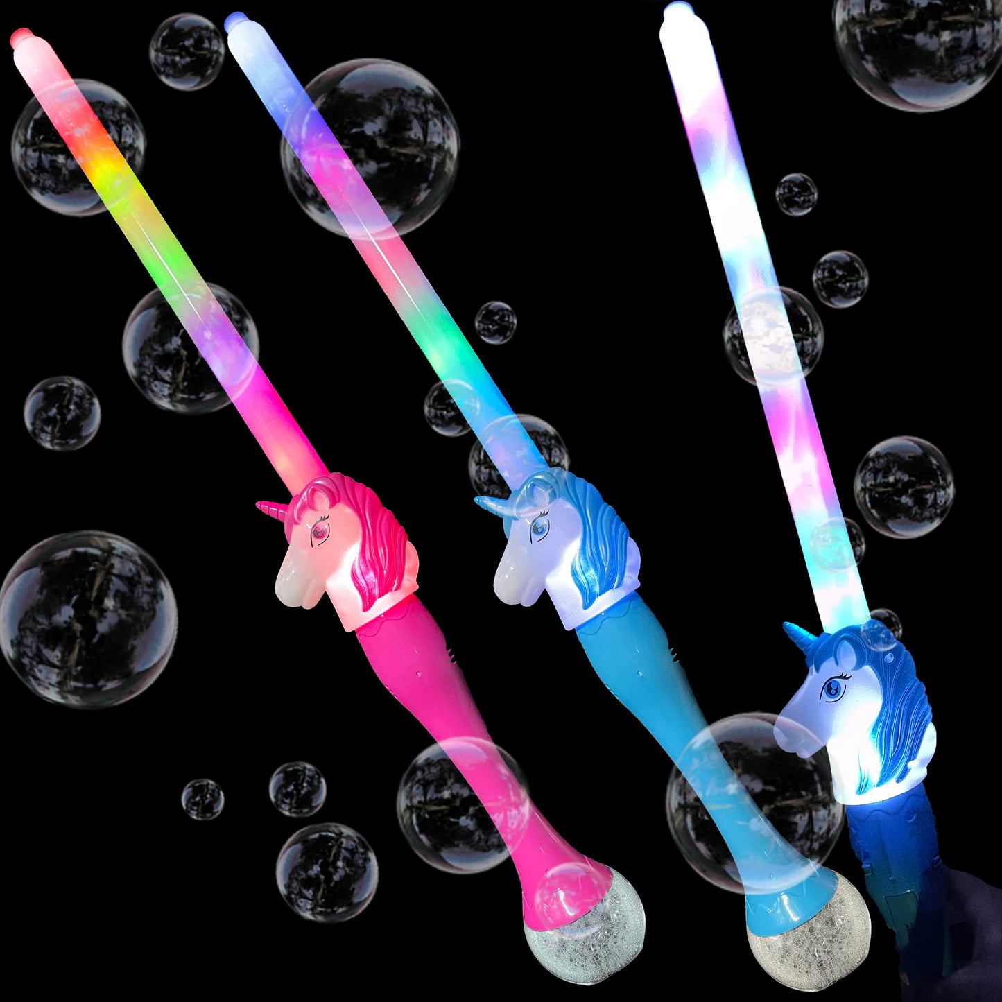 Unicorn Bubble Light-Up Wand – 30 Inch LED Bubble Toy for Kids