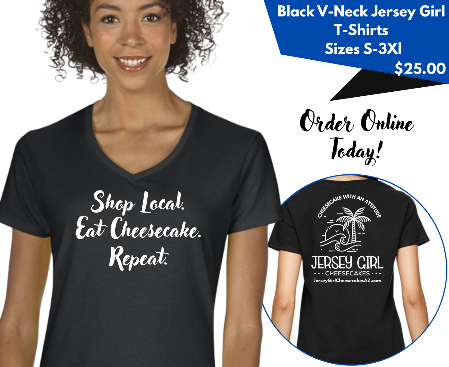 Jersey Girl Cheesecakes V-Neck T-Shirt -Sweet Style Meets Local Pride!