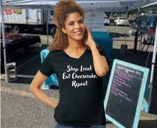 Jersey Girl Cheesecakes V-Neck T-Shirt -Sweet Style Meets Local Pride!