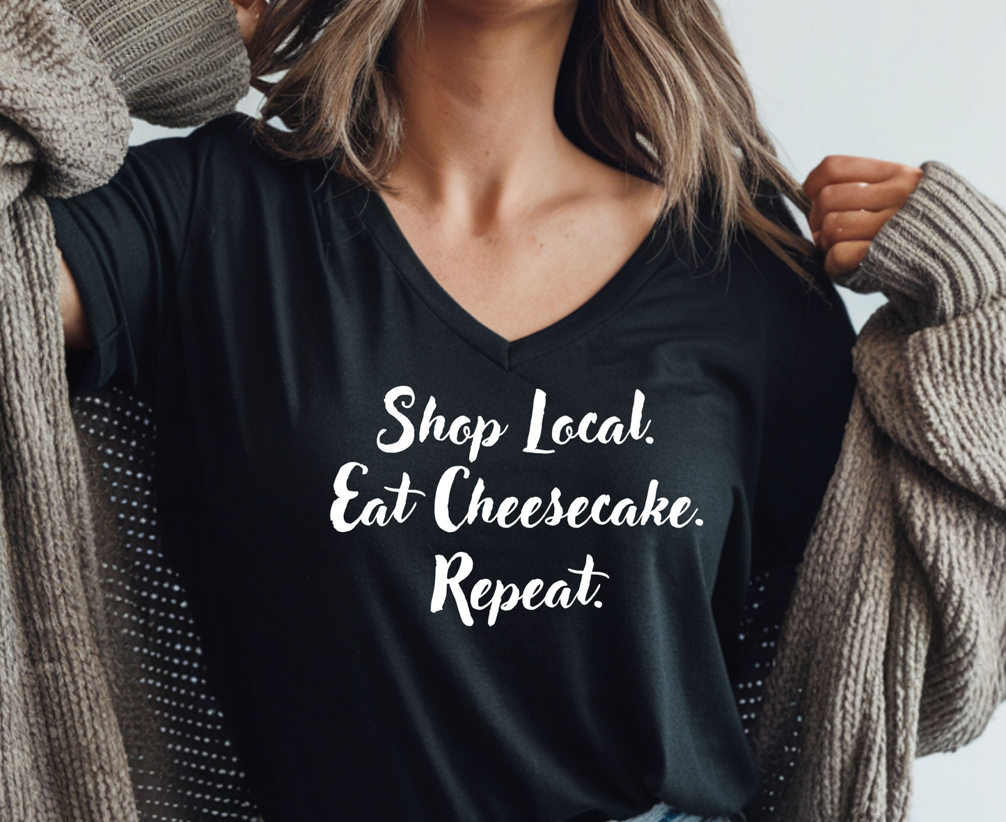 Jersey Girl Cheesecakes V-Neck T-Shirt -Sweet Style Meets Local Pride!