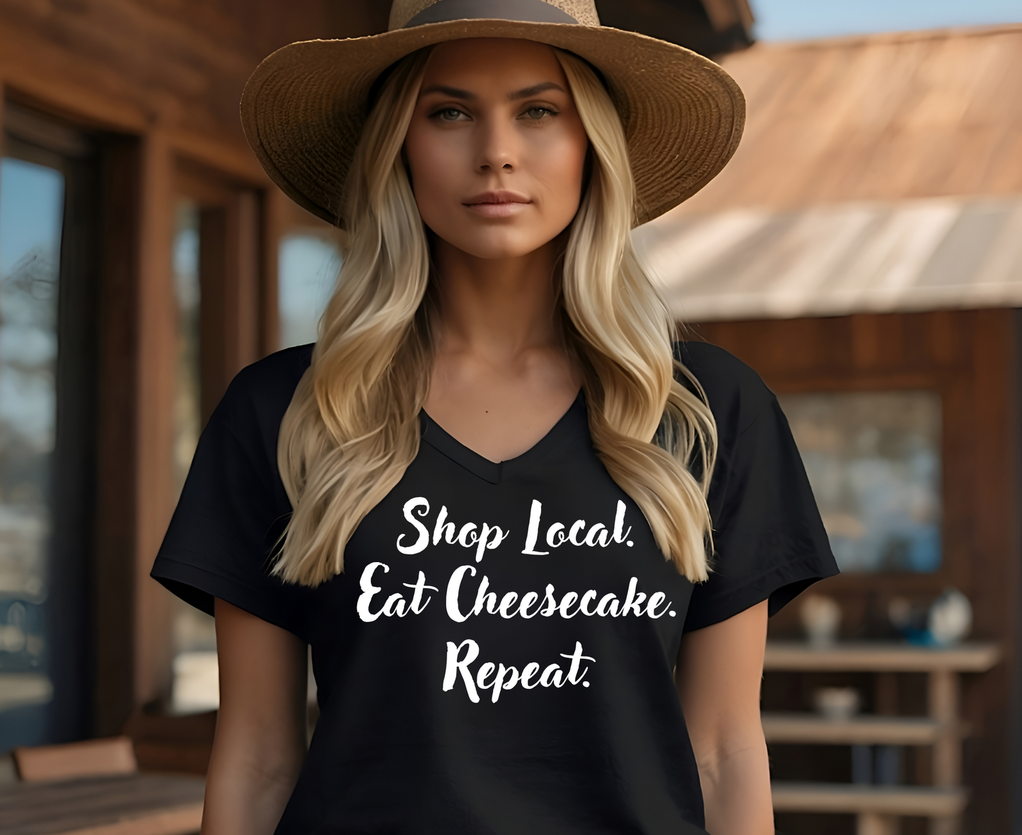 Jersey Girl Cheesecakes V-Neck T-Shirt -Sweet Style Meets Local Pride!