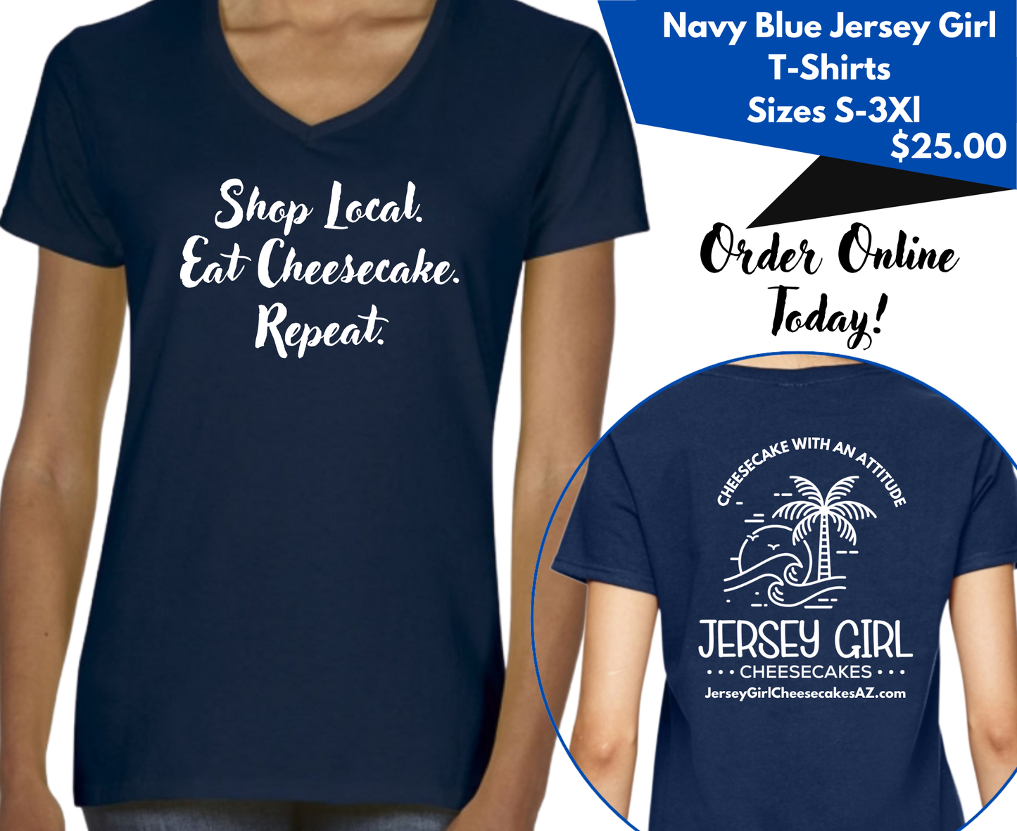 Jersey Girl Cheesecakes V-Neck T-Shirt -Sweet Style Meets Local Pride!