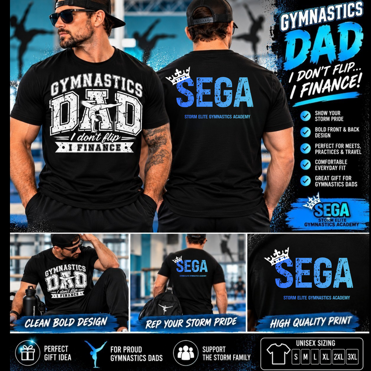 SEGA Gymnastics Dad T-Shirt | I Don't Flip, I Finance