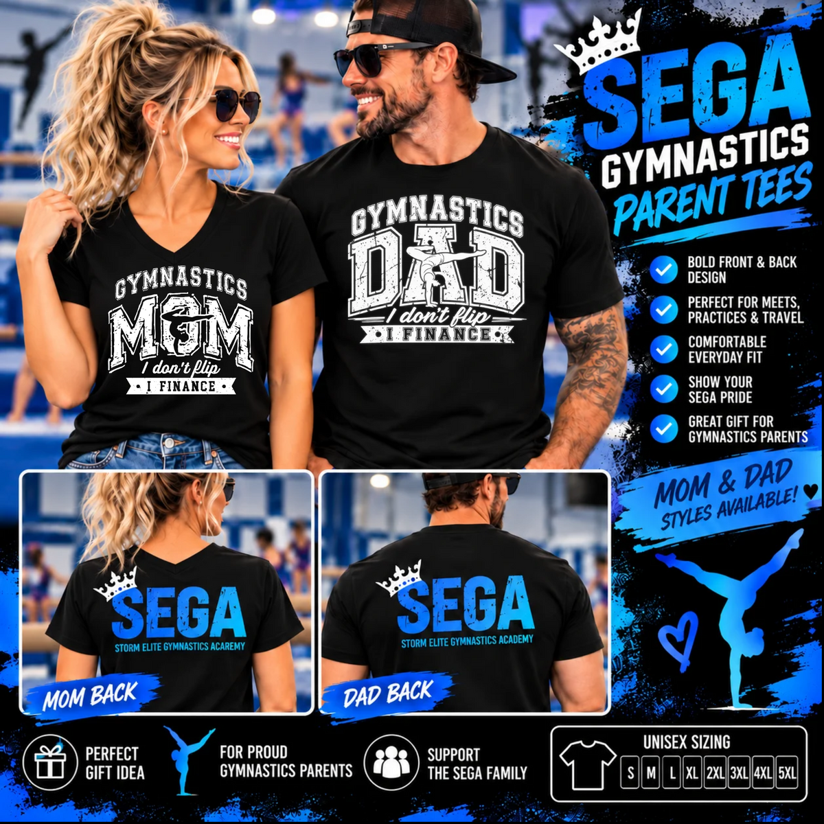 SEGA Gymnastics Mom T-Shirt β I Don't Flip, I Finance