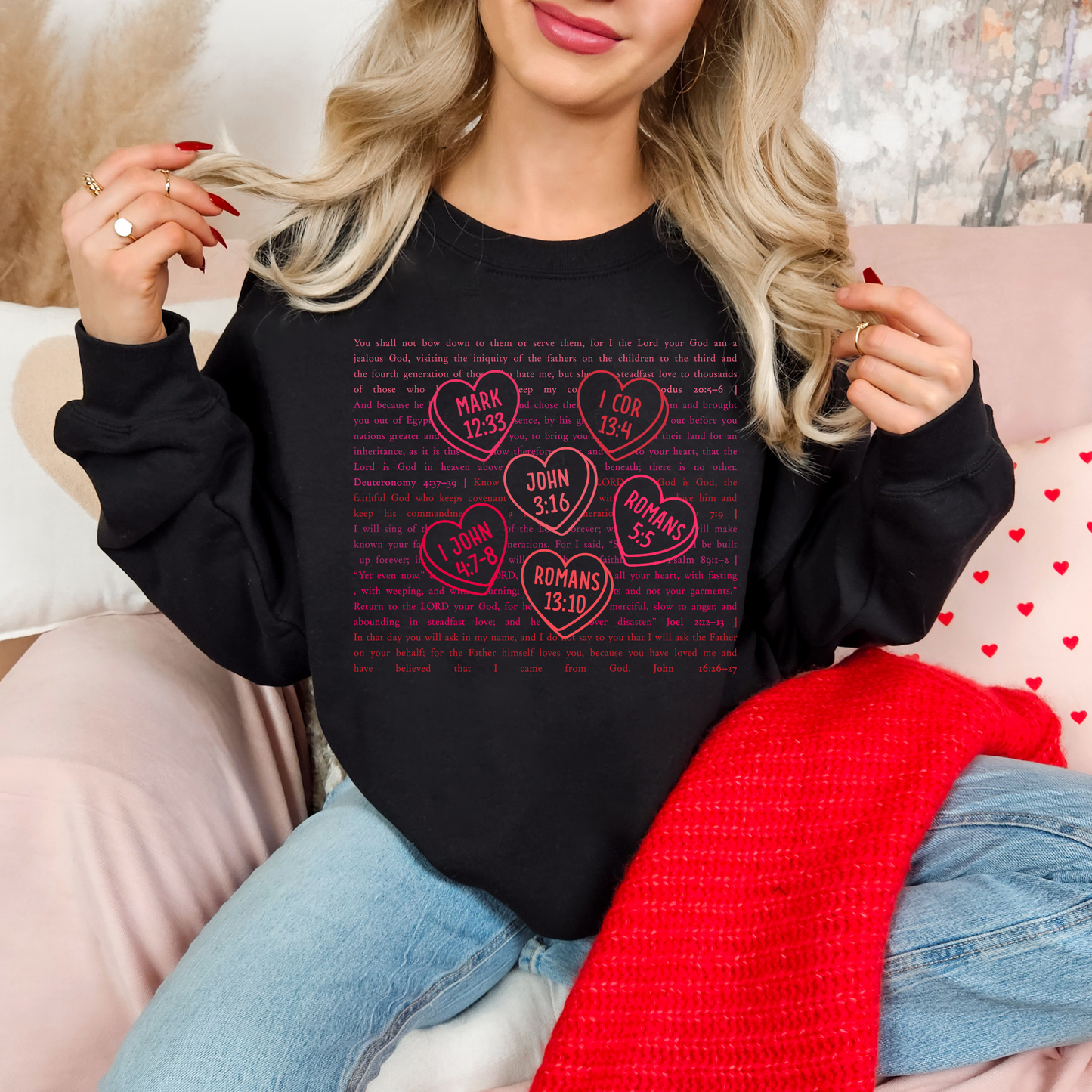 Bible Jesus Valentine's Heart Love by Jesus - Sweat Shirt or Hoodie