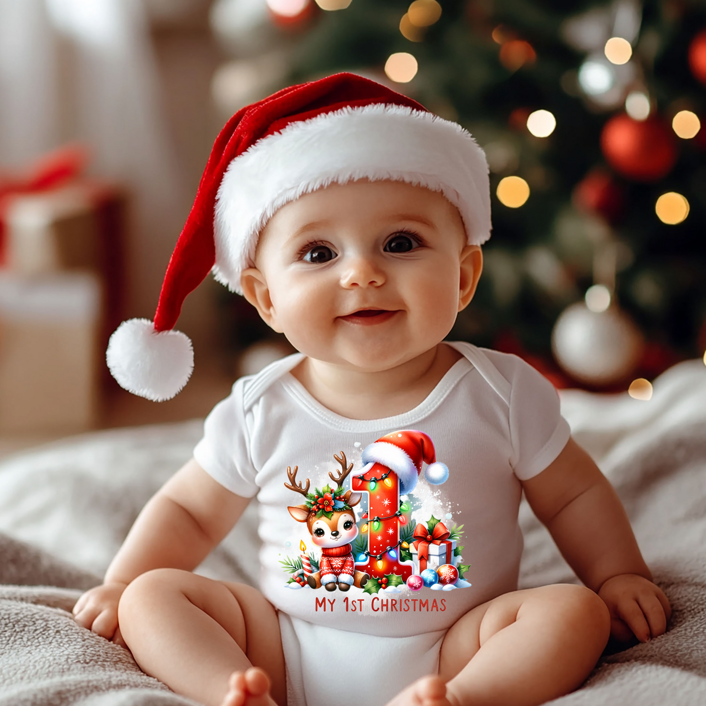 My First Christmas Baby Onesie- Reindeer