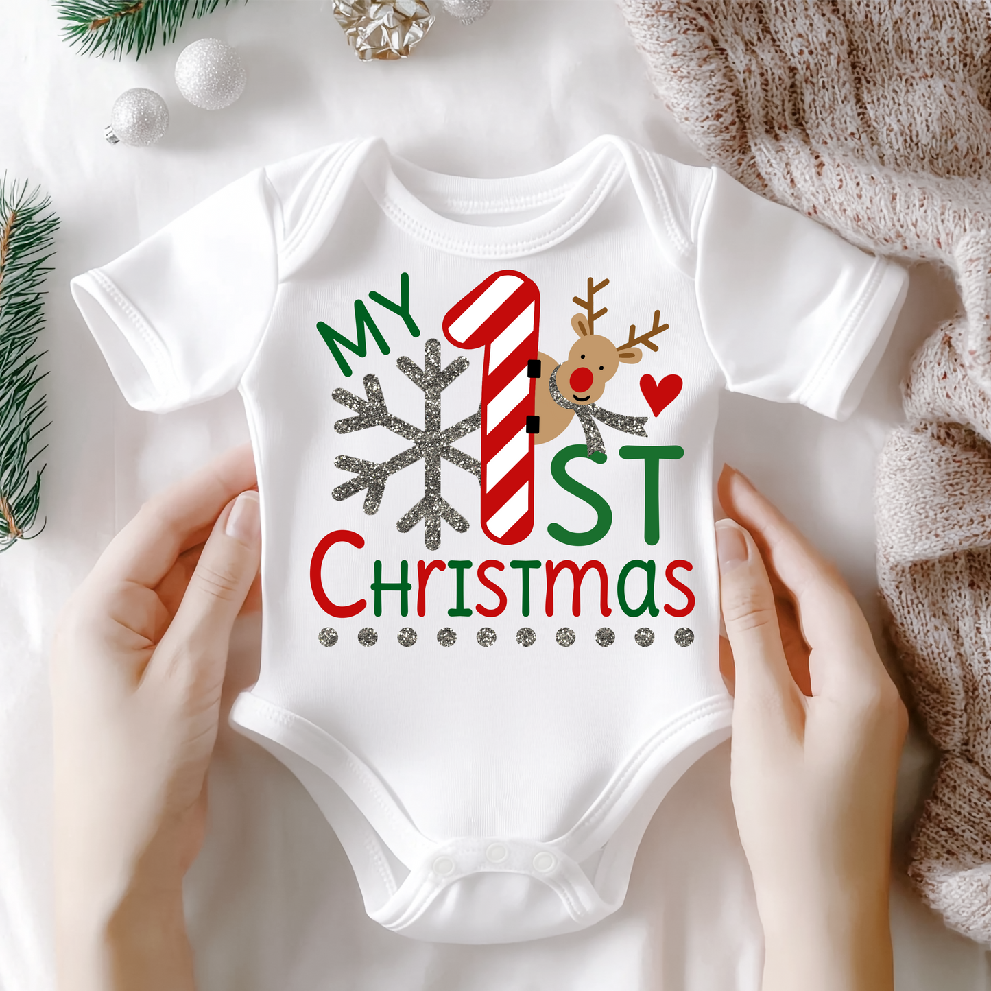 My First Christmas Baby Onesie- Snowflake