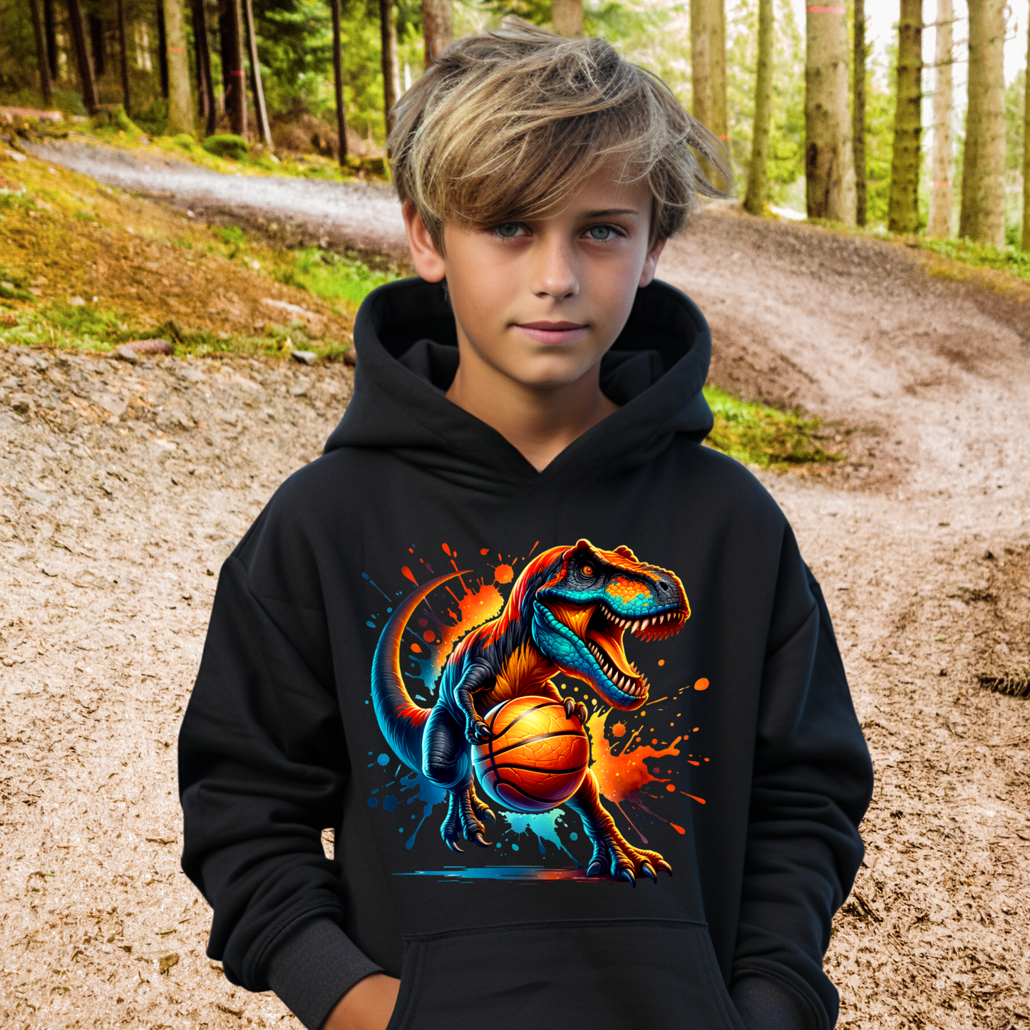 Dinosaur Basketball -Children's Boys T Shirts