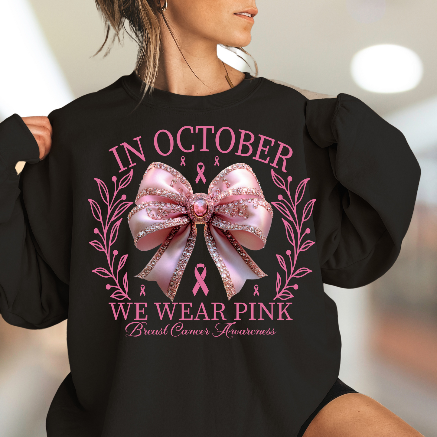 Women's T Shirt -  In October We Wear Pink   - 6-17