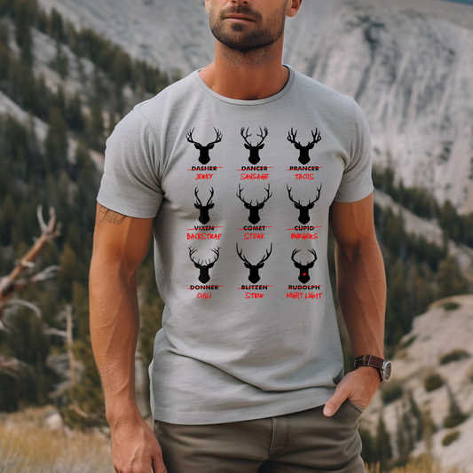 Men’s Christmas Reindeer Hunting T-Shirt, Hoodie & Sweatshirt | Funny Holiday Apparel