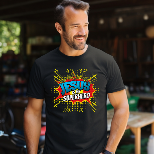 Jesus Is My Superhero T-Shirt | Marvel Comics Style Christian Cotton Teeb