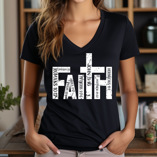 Women's V Neck Shirt -Faith