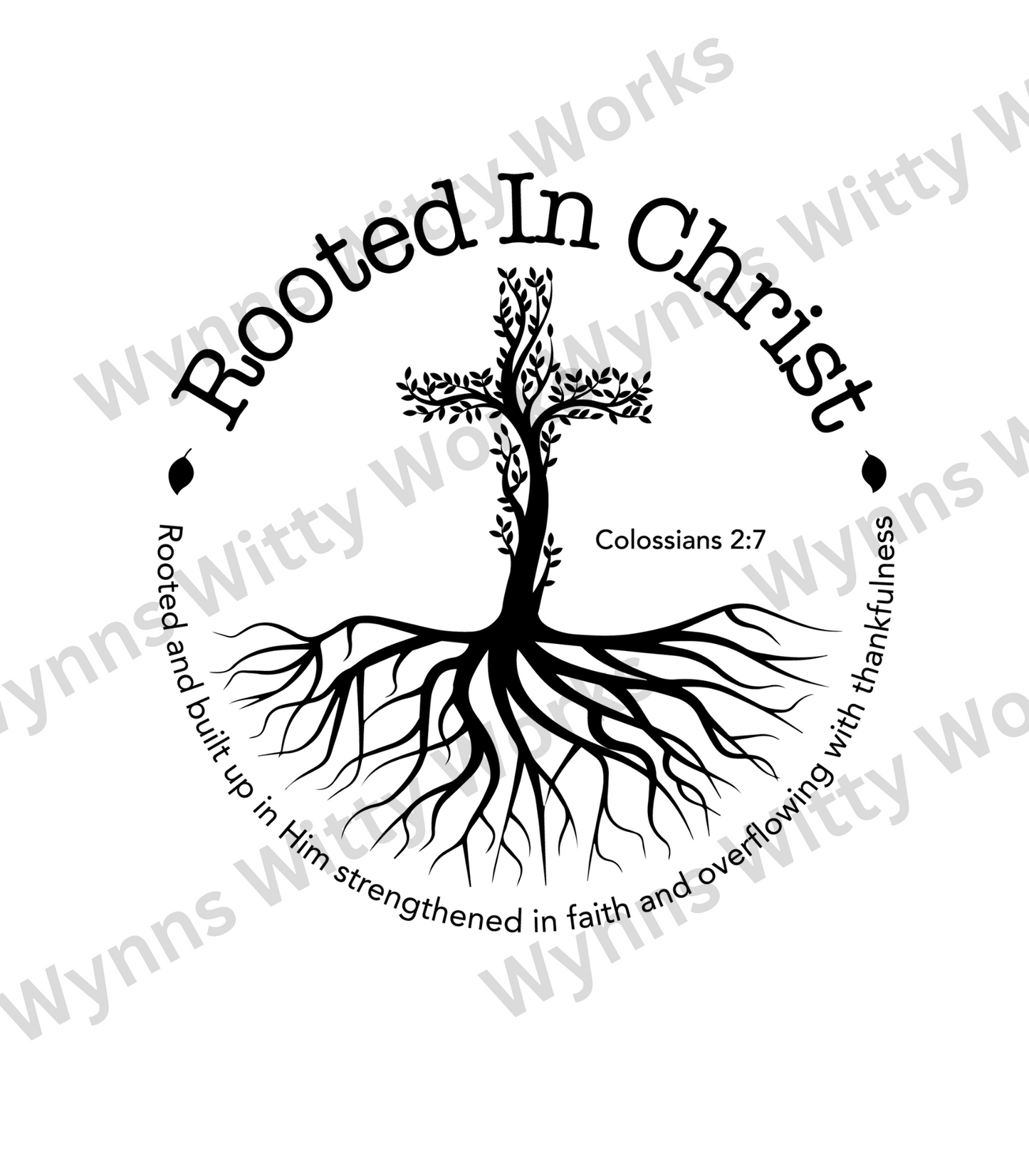 Women's V Neck Shirt - Rooted in Christ, Circle Tree