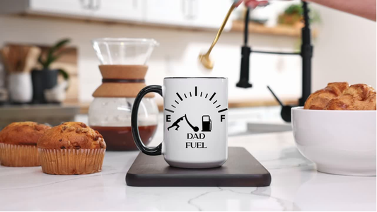 Dad Fuel – 15oz Ceramic Mug with Black Handle