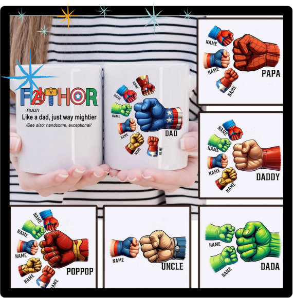 Personalized 15oz Ceramic Superhero Dad Mug
