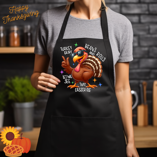 Fun Thanksgiving Aprons- Turkey, Beans, Gravy Rolls